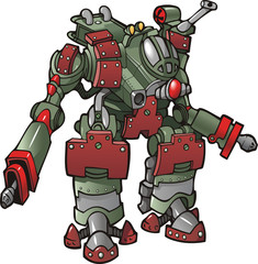 Mech-warrior, robot, vector illustration