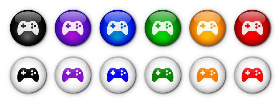 Boutons "Jeux Vid&eacute;o" (x12 - multicolores)