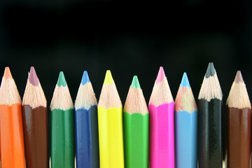 Close up of a line of pencils