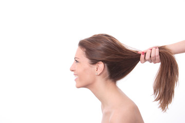 Naklejka premium happy young woman