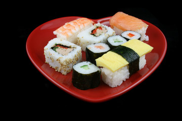 Sushi on a black background
