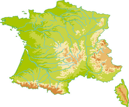 FRANCE - Relief et Fleuves - Perspective