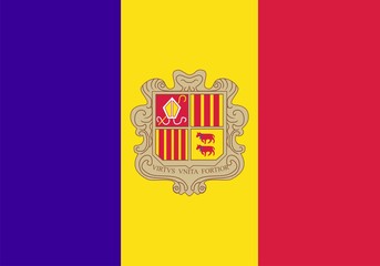 Andorra national flag. Illustration on white background - obrazy, fototapety, plakaty
