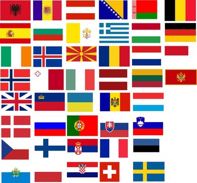 Flags of all European country.