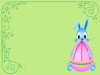 Obraz premium Easter card with rabbit holding egg