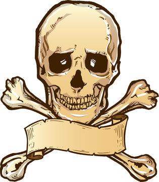 Skull crossbones and banner illustration