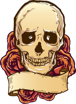Skull roses and banner illustration