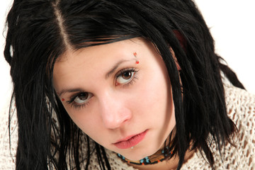 Close-up portrait of modern and cute teenage girl