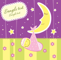 Baby girl arrival announcement card