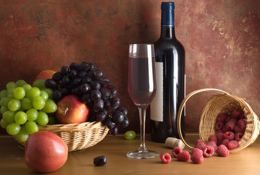 Red Wine Composition With Fruit And Berries