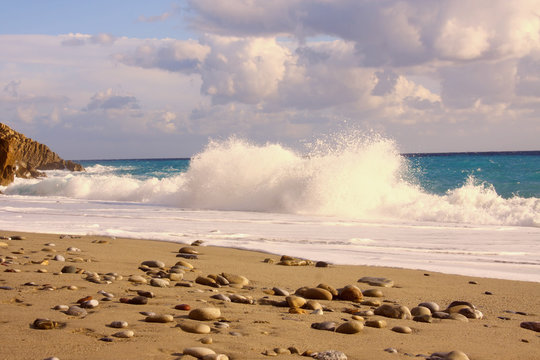 Mediterranean beach with stones