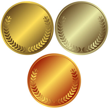 Gold, silver and bronze medals (vector)