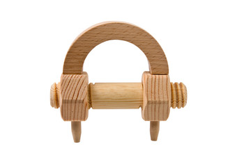 Wooden padlock. Clipping path included.