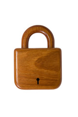 Naklejka premium Wooden padlock. Clipping path included.