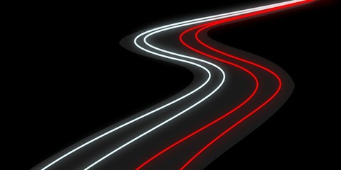 Straße bei Nacht / long exposure of a countryside road at night