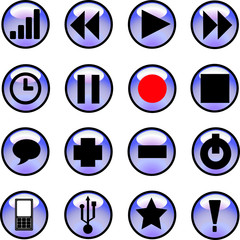 blue buttons of music control