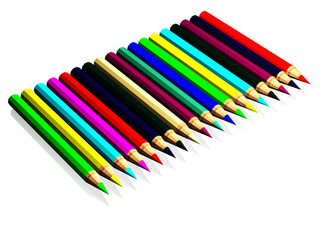 3d colored pencils kit  with reflection