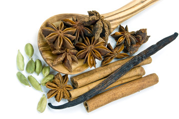 Zimtstangen,Vanilleschote,Sternanis,Kardamom