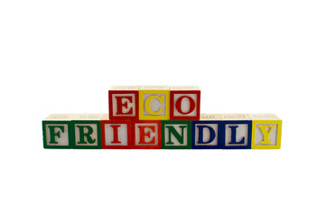 Vintage alphabet blocks spelling ecofriendly