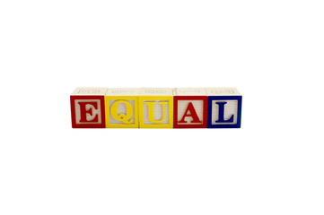 Vintage alphabet blocks spelling equal