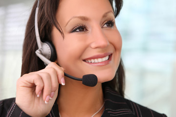 Business Woman With Earphone