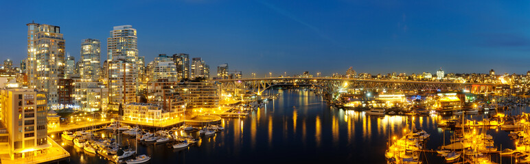 Downtown Vancouver and Granville Bridge panorama