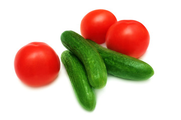 Tomatoes and cucumbers.