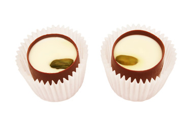 Two chocolate candies.