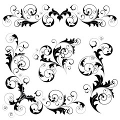 Set from  black design elements on a white background