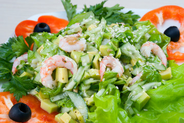 Prawn salad. benissimo.close-up