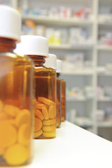 row of pill bottles