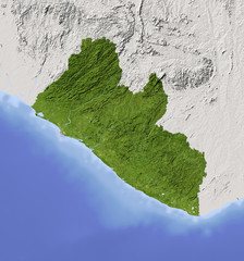 Liberia, shaded relief map
