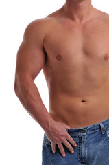Fototapeta na wymiar Muscular young man's torso