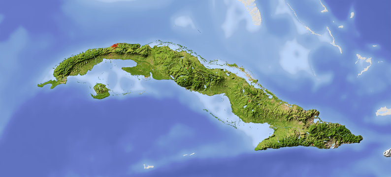Cuba, shaded relief map
