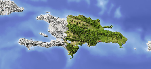 Dominican Republic, shaded relief map - obrazy, fototapety, plakaty