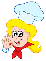 Happy chef woman