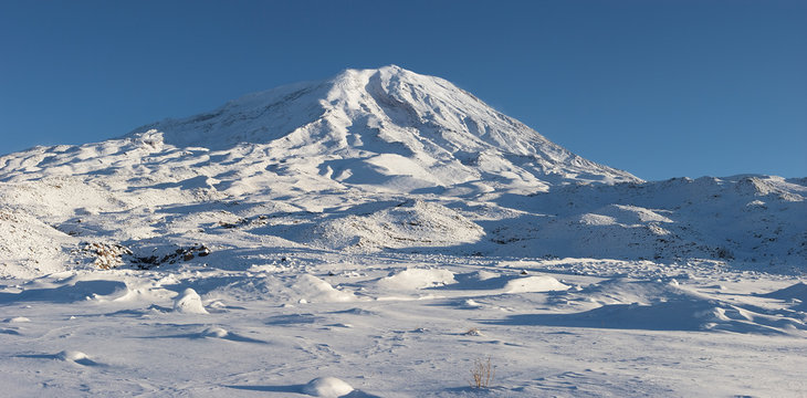 Panoramic image of Mount Ararat in winter, Turkey