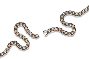 Nice torn chain with shadow isolated on white background