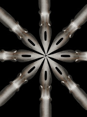 Dark background with few old steel pens as round