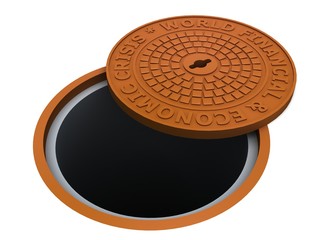 Manhole with an inscription