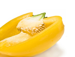 Yellow Peppers the Covered Drops of Water.