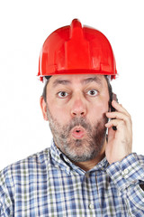 Surprised construction worker