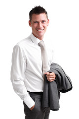 young handsome businessman isolated over white background