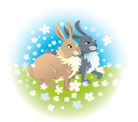 Two happy rabbits