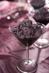 Desert. Ise-cream with  bilberries