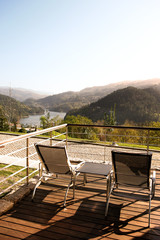 outdoor space with a table and chairs