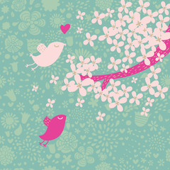 Spring time romantic vector pattern
