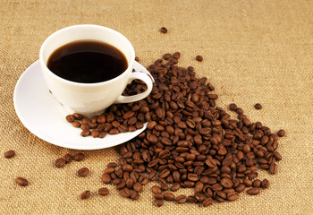 coffee at the textile background