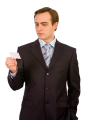 Handsome young businessman. Isolated on white.