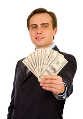 Handsome young businessman. Isolated on white.